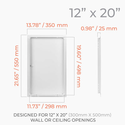 Puerta acceso 12x20pulg metal blanco para fontanería HVAC