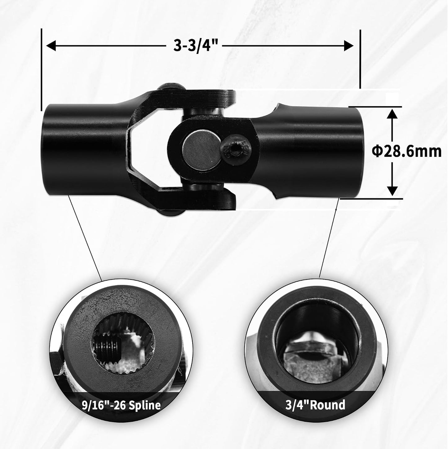 Junta eje universal negro 3.78" 3/4x9/16 -26 spline