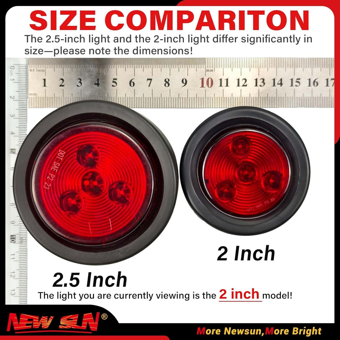 Luces remolque LED redondas 2" 12V impermeables con arandela