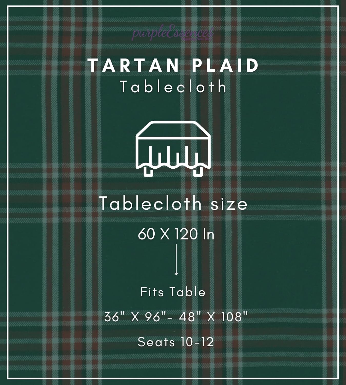 Mantel tartán 60x120pulg resistente agua para picnic