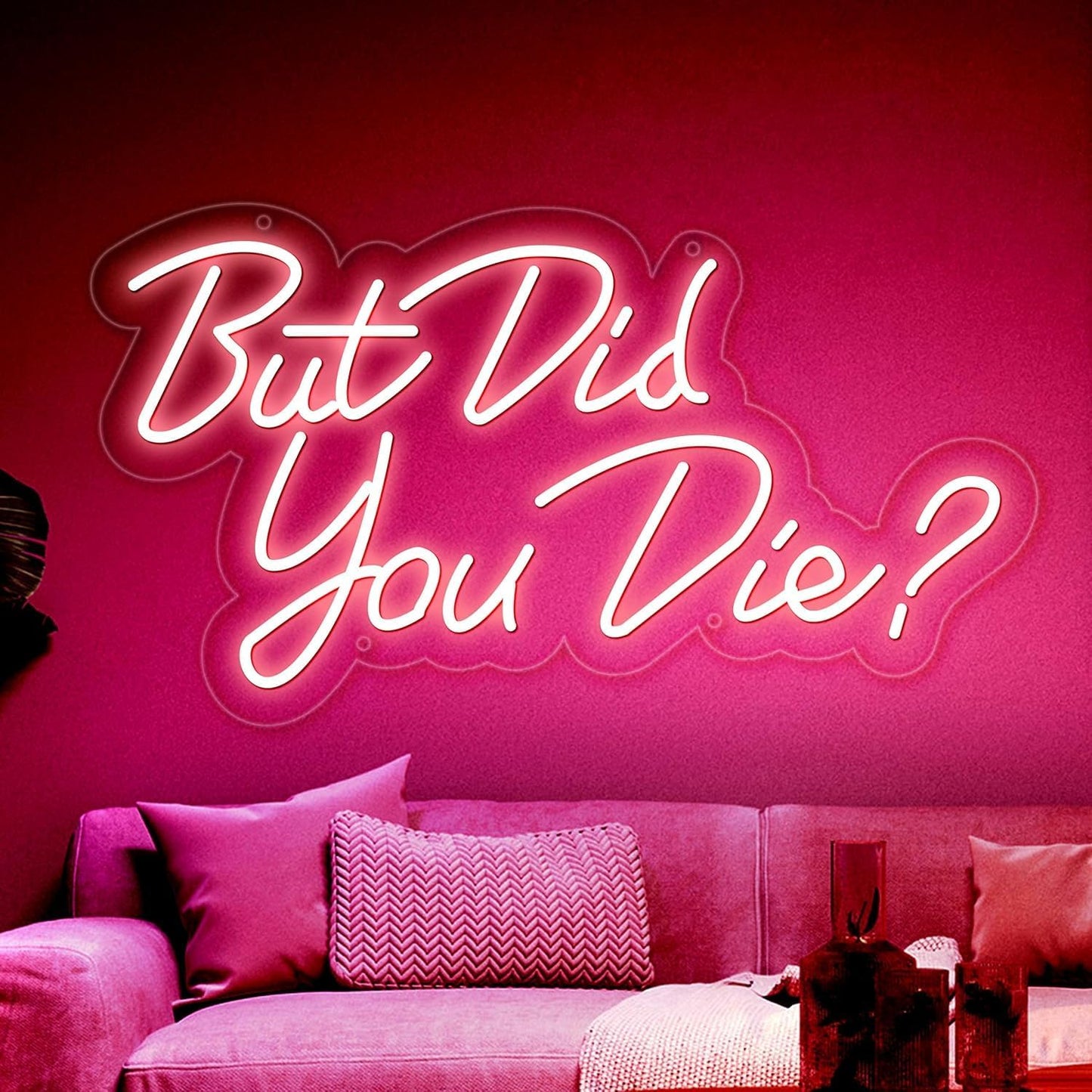 Letrero Led Neón Rosa Texto But Did You Die Usb Decoración