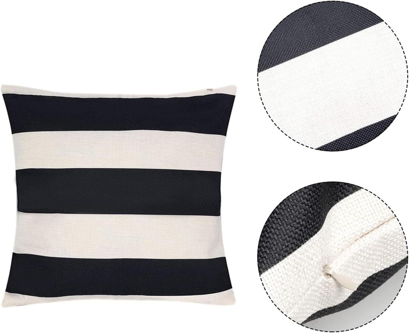 2 Fundas Almohada Impermeables 18x18pulg Rayas Negro Blanco
