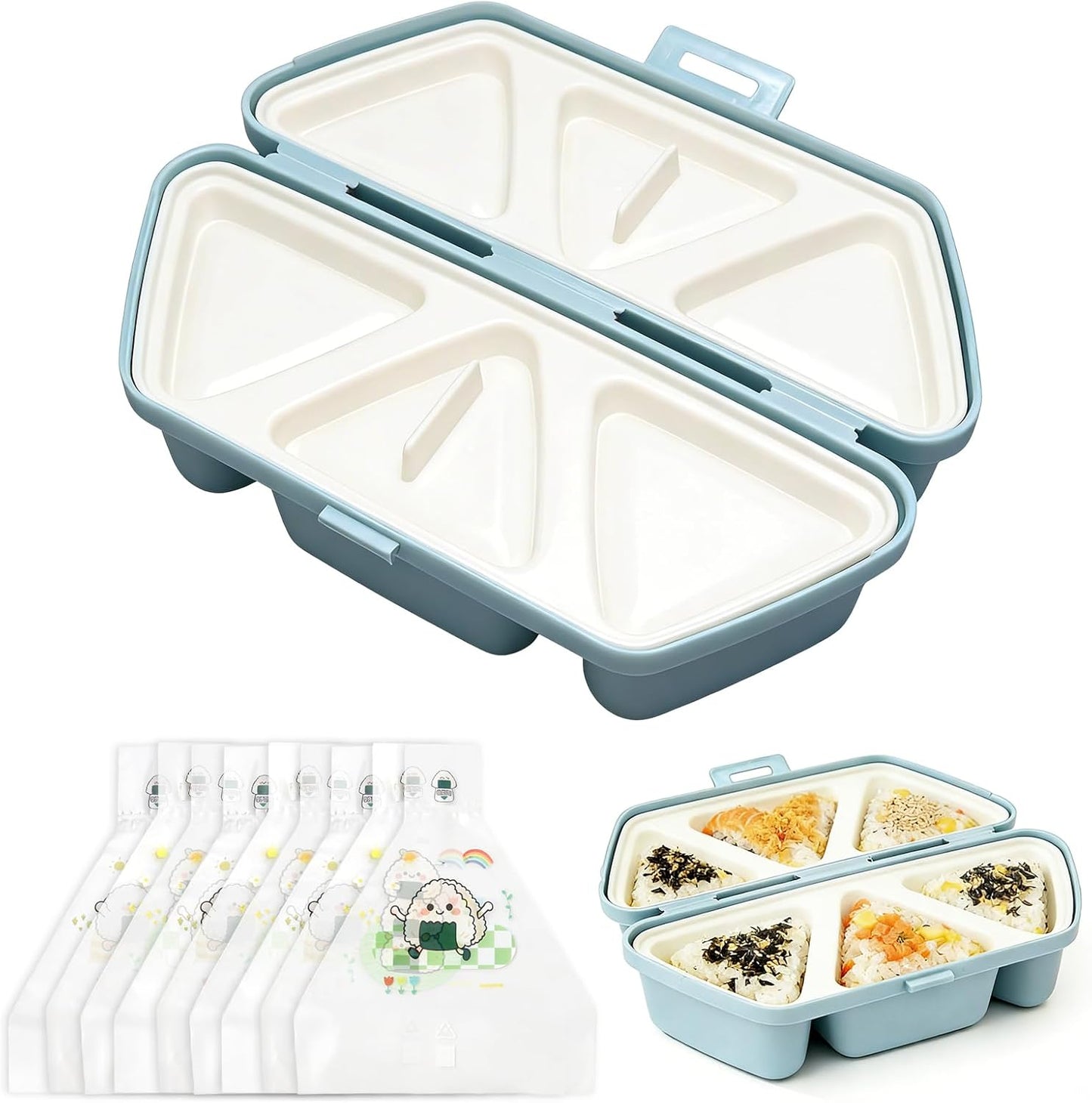 Set moldes onigiri 6en1 triangular contenedor multifuncional