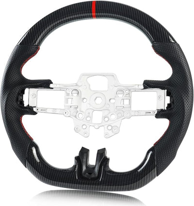 Volante cuero perforado fibra carbono Mustang 15-17
