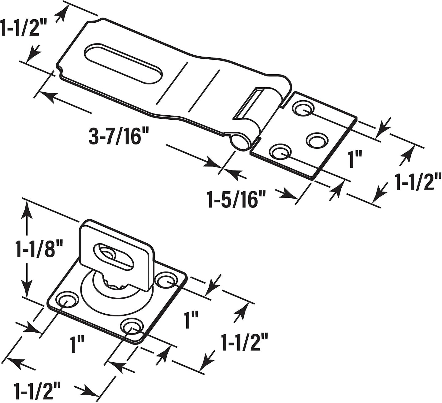 Cerradura bisagra seguridad 1-3/4pulg galvanizado pasador