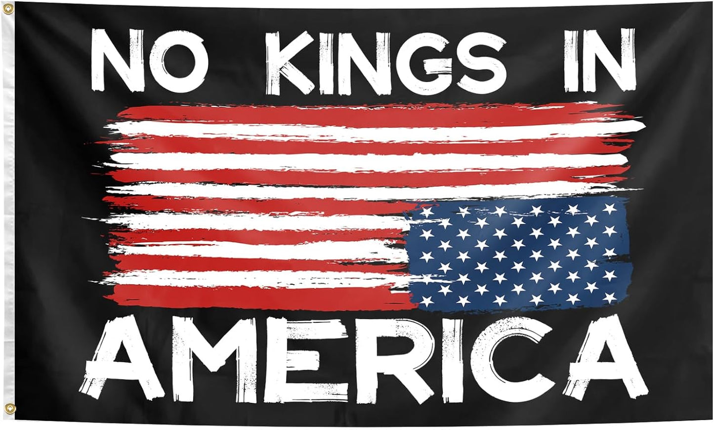 Bandera No Kings 3x5ft para fiesta patio jardín con ojales latón