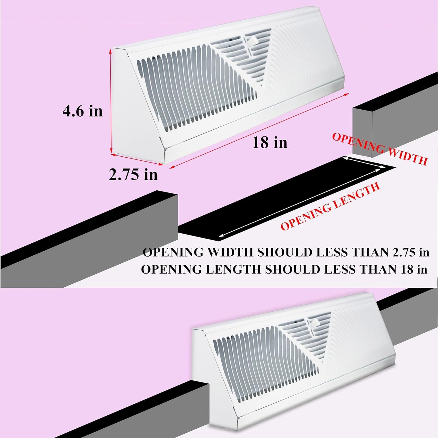 8 Cubiertas Ventilación Zócalo 18pulg Esquina Pared