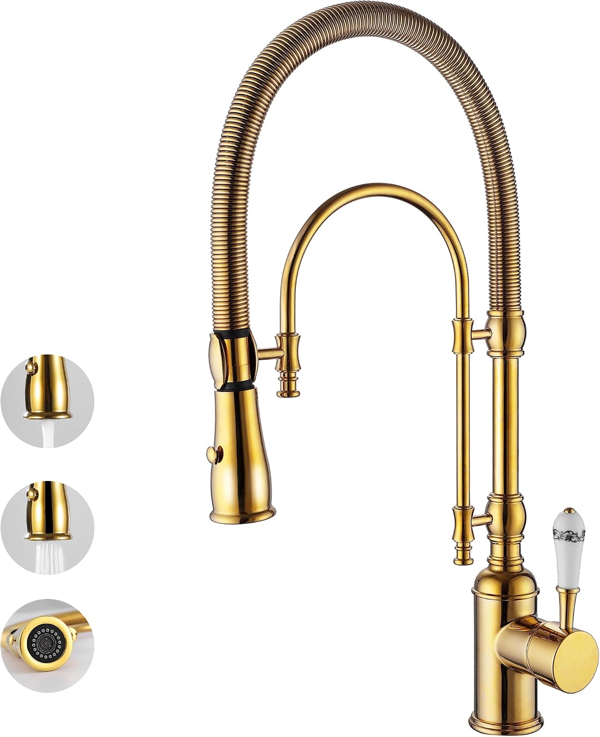 Grifo cocina estilo granja con rociador desplegable