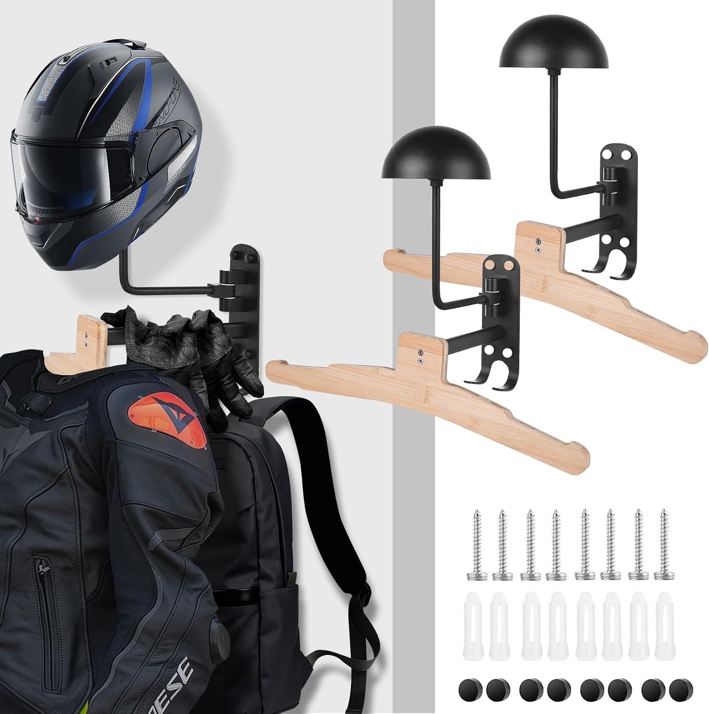 Soporte pared casco motocicleta bicicleta con ganchos