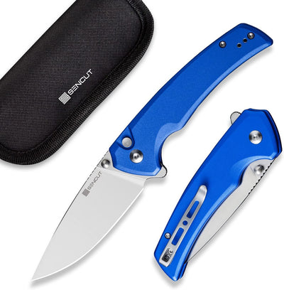 Navaja plegable EDC con bloqueo botón mango aluminio hoja D2