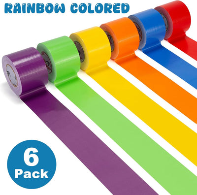 Cinta adhesiva arcoíris 15yd x2pulg resistente 6 rollos