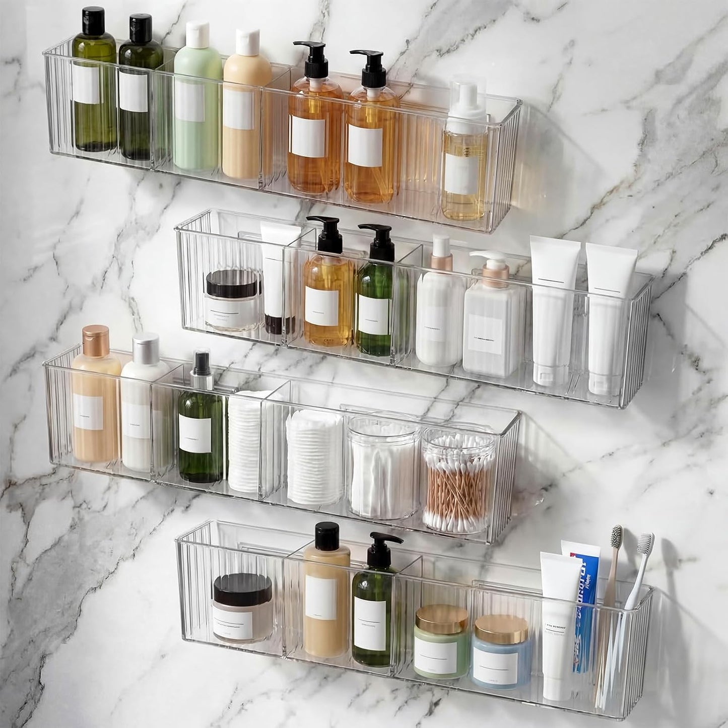 4 Organiz. Maquillaje Pared Plástico 3 Compartimentos