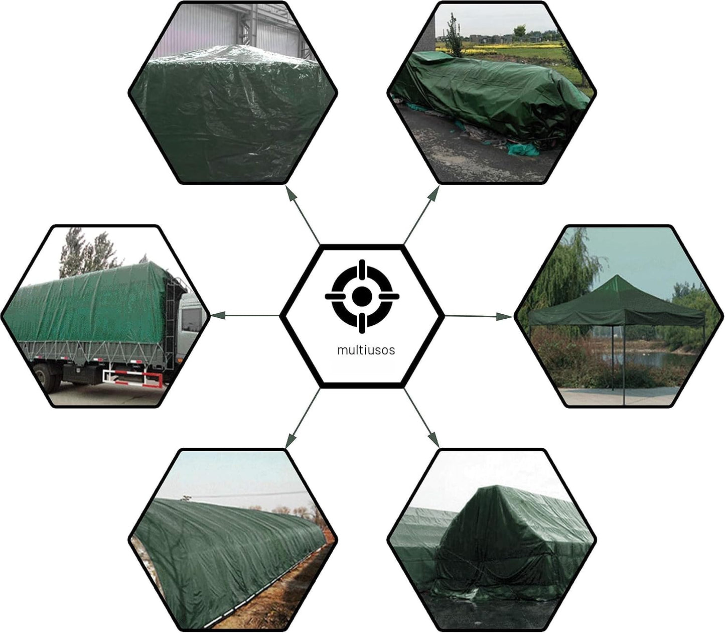 Lona verde impermeable 10x12ft 8mil cubierta multiusos