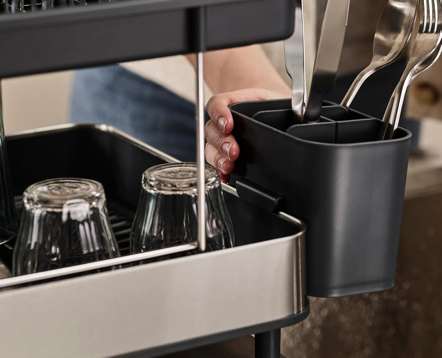 Escurridor platos con soporte copas vino 2 niveles