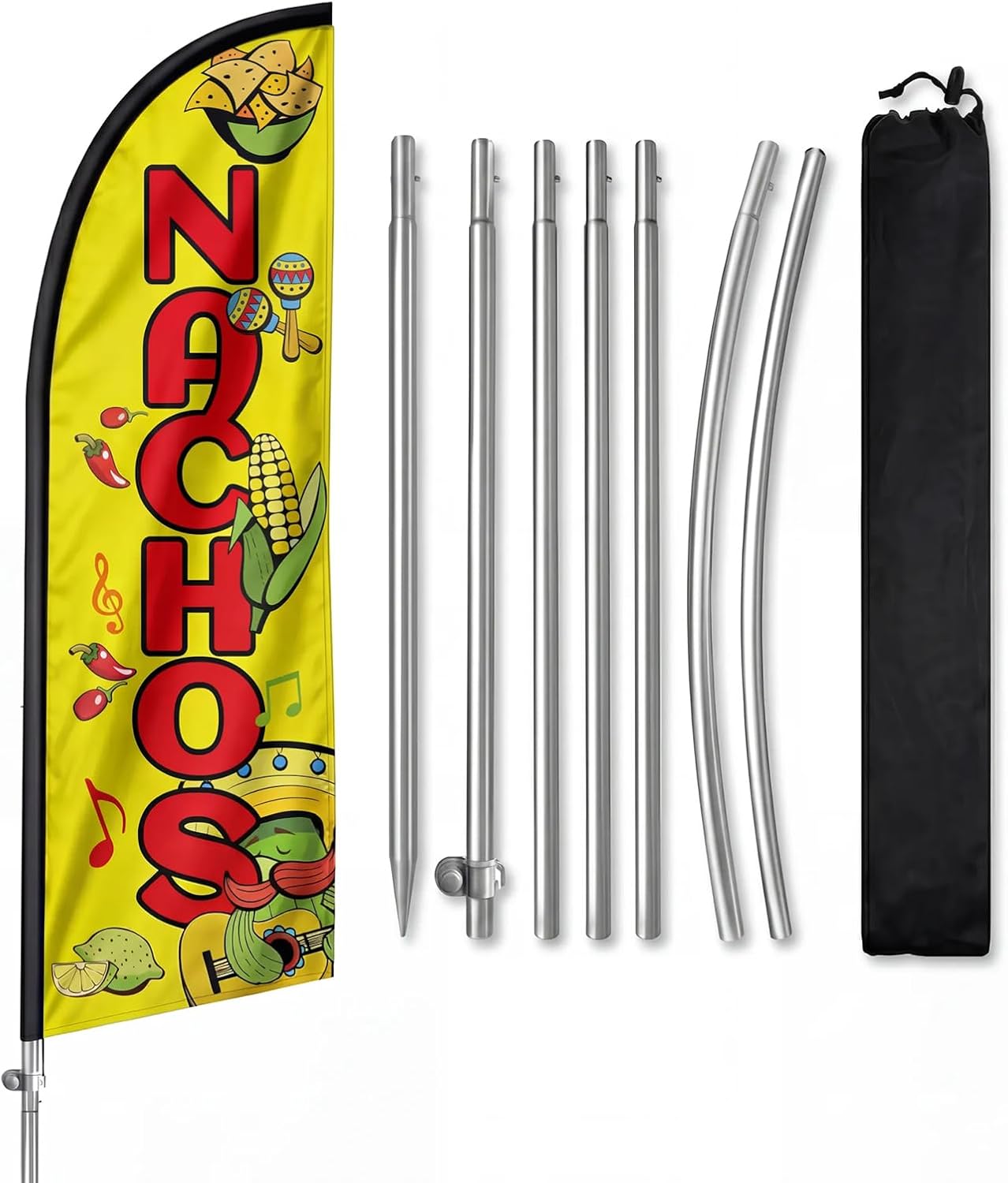 Bandera nachos 8ft con poste y pico tierra