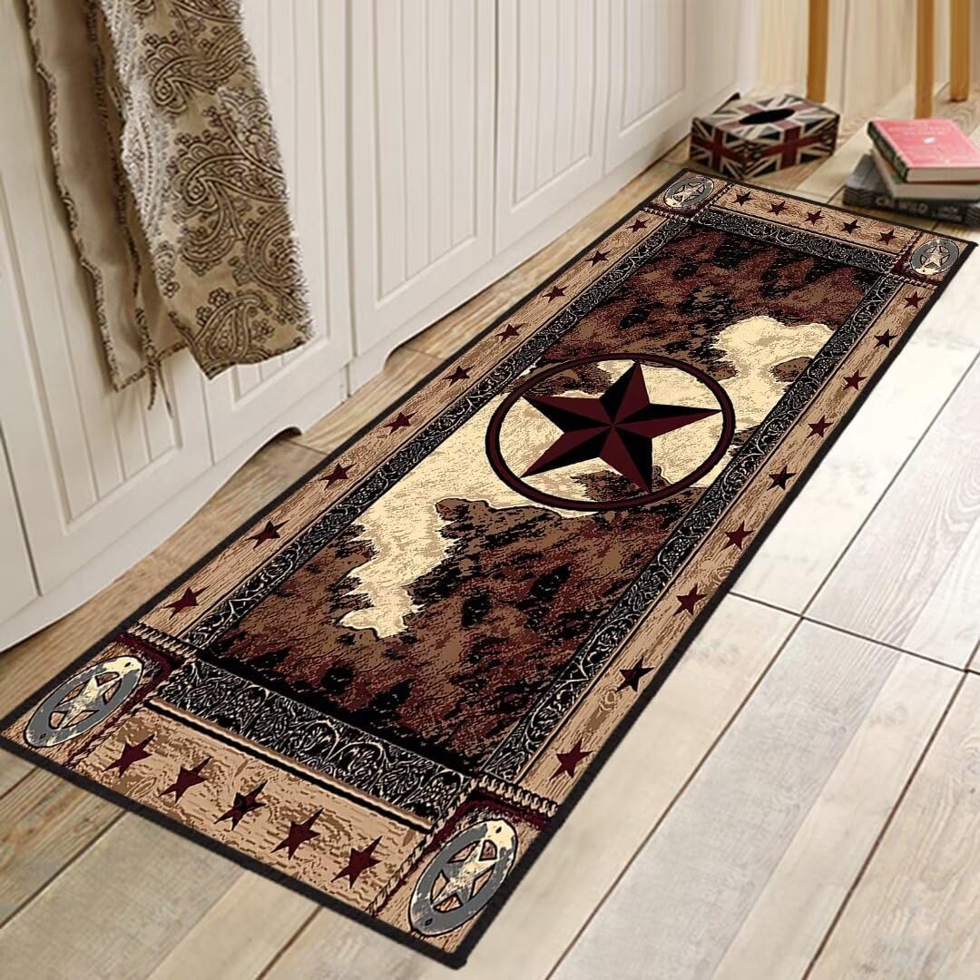 Alfombra occidental 2x6pulg diseño estrellas Texas