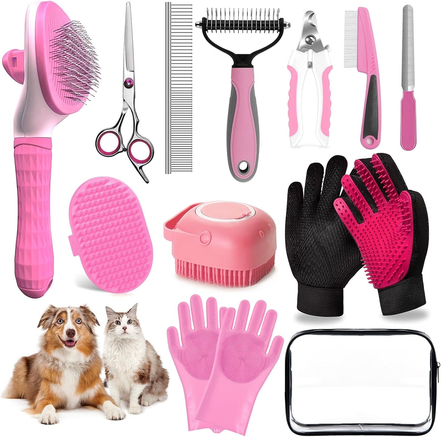 Kit cepillo baño perros 13 pzas con cortaúñas