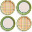 Plato papel estampado plaid verde para fiestas