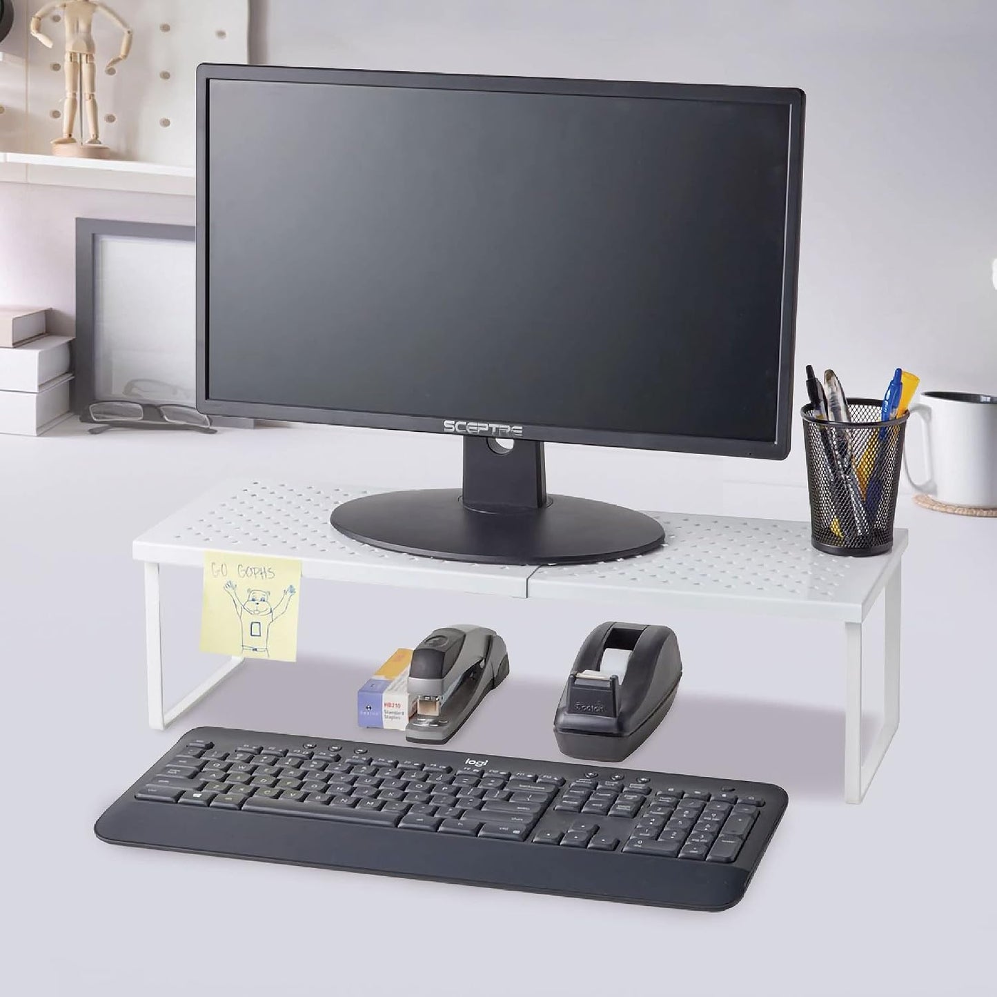 Estante extensible ajustable blanco