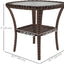 Mesa centro ratán estante cristal jardín marrón