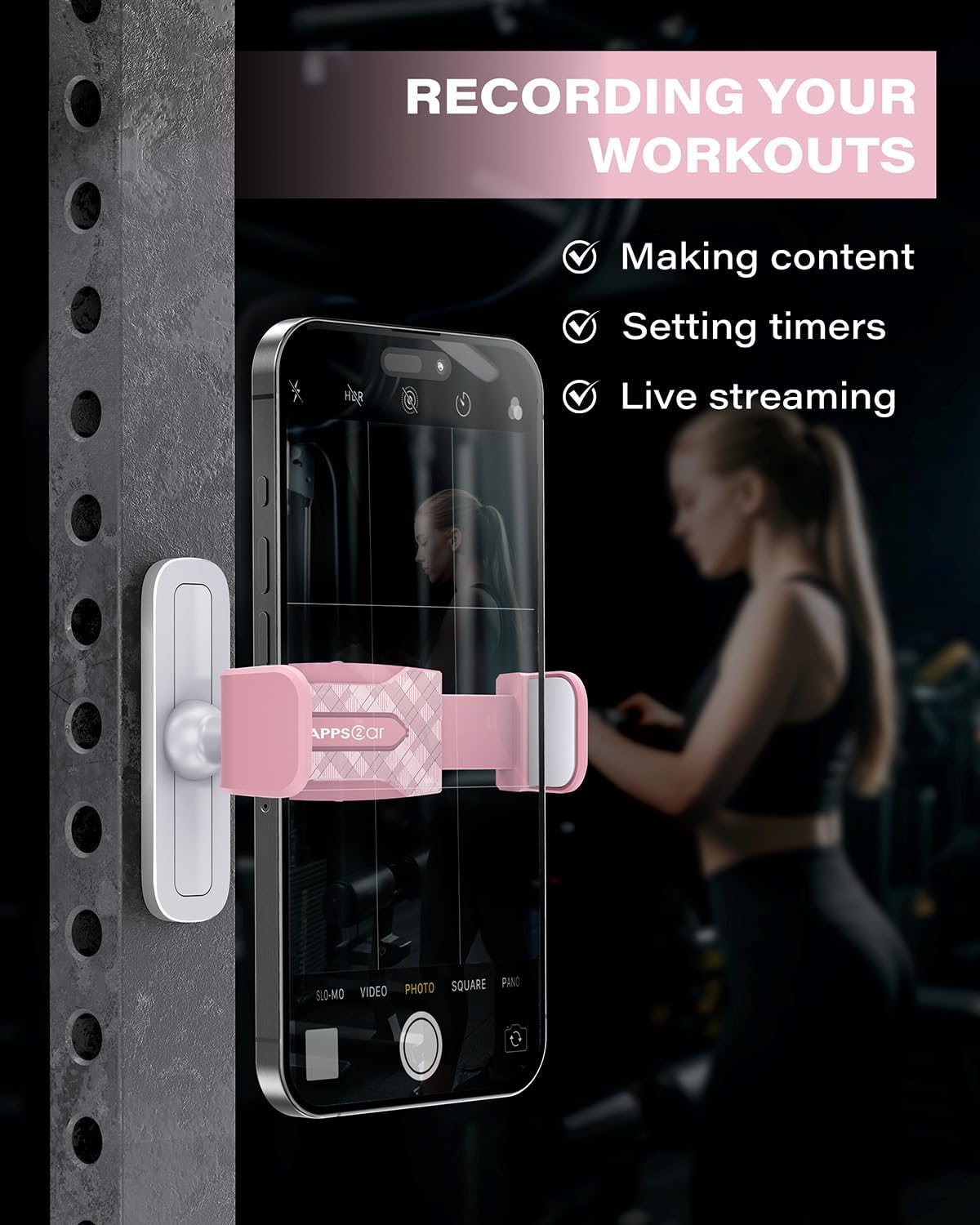 Soporte magnético para teléfono ajustable 360 rosa