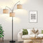 Lámpara pie regulable 3 luces arco negro sala dormitorio