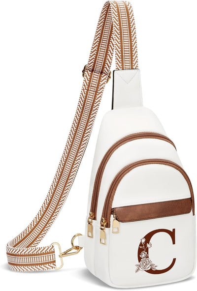 Bolso cruzado cuero mujer cangurera con letra inicial