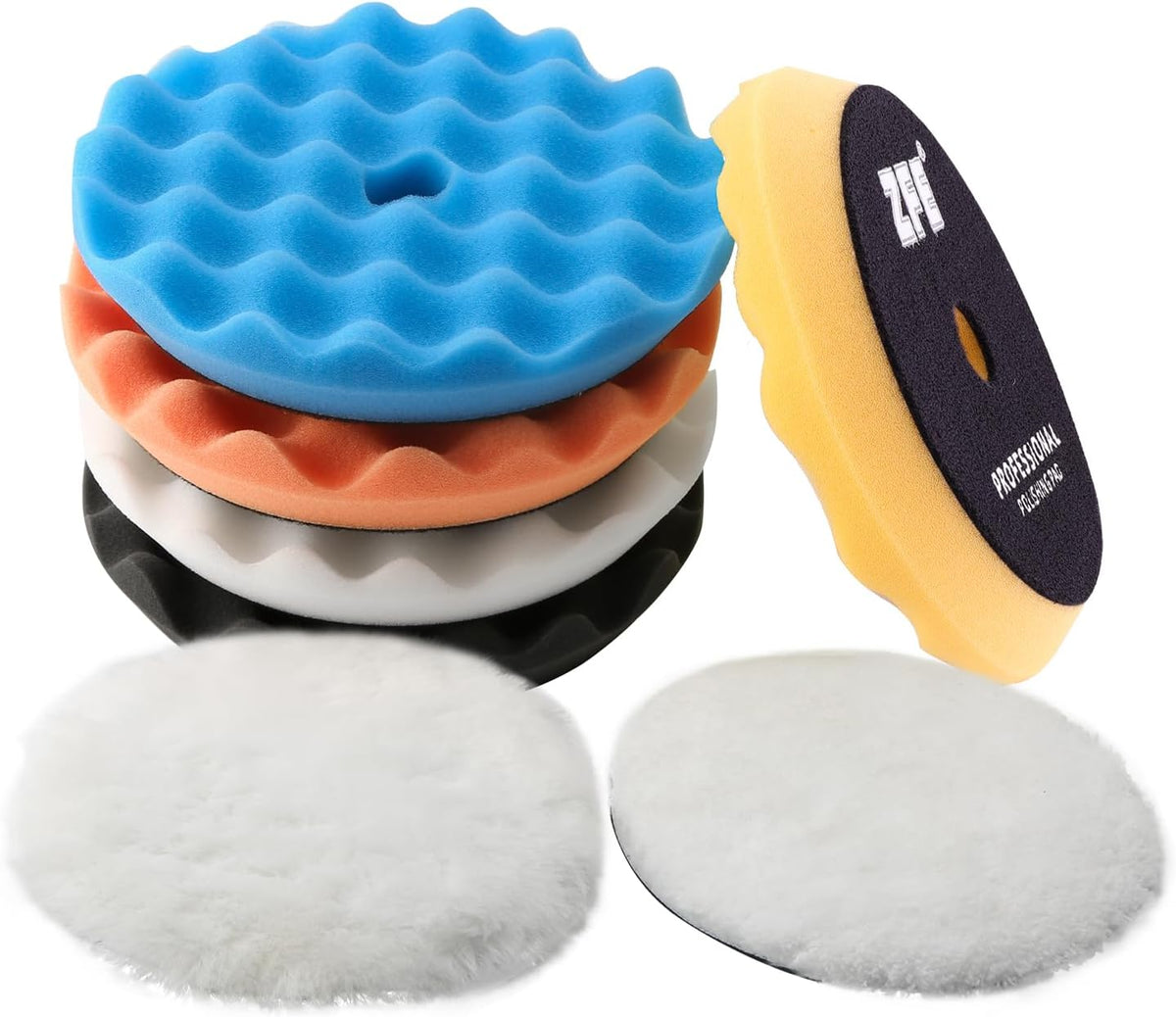 7 Pzas Almohadillas Pulido Espuma Waffle 6pulg Coche Barco