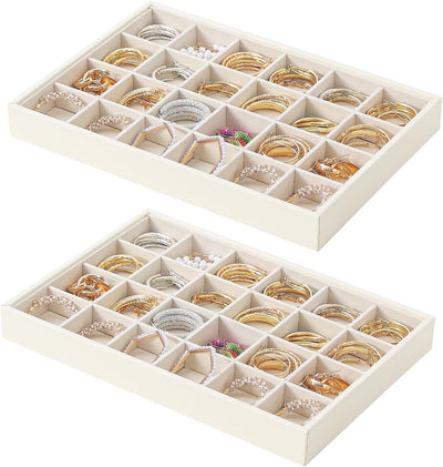 Bandeja organizadora joyas apilable cuero blanco