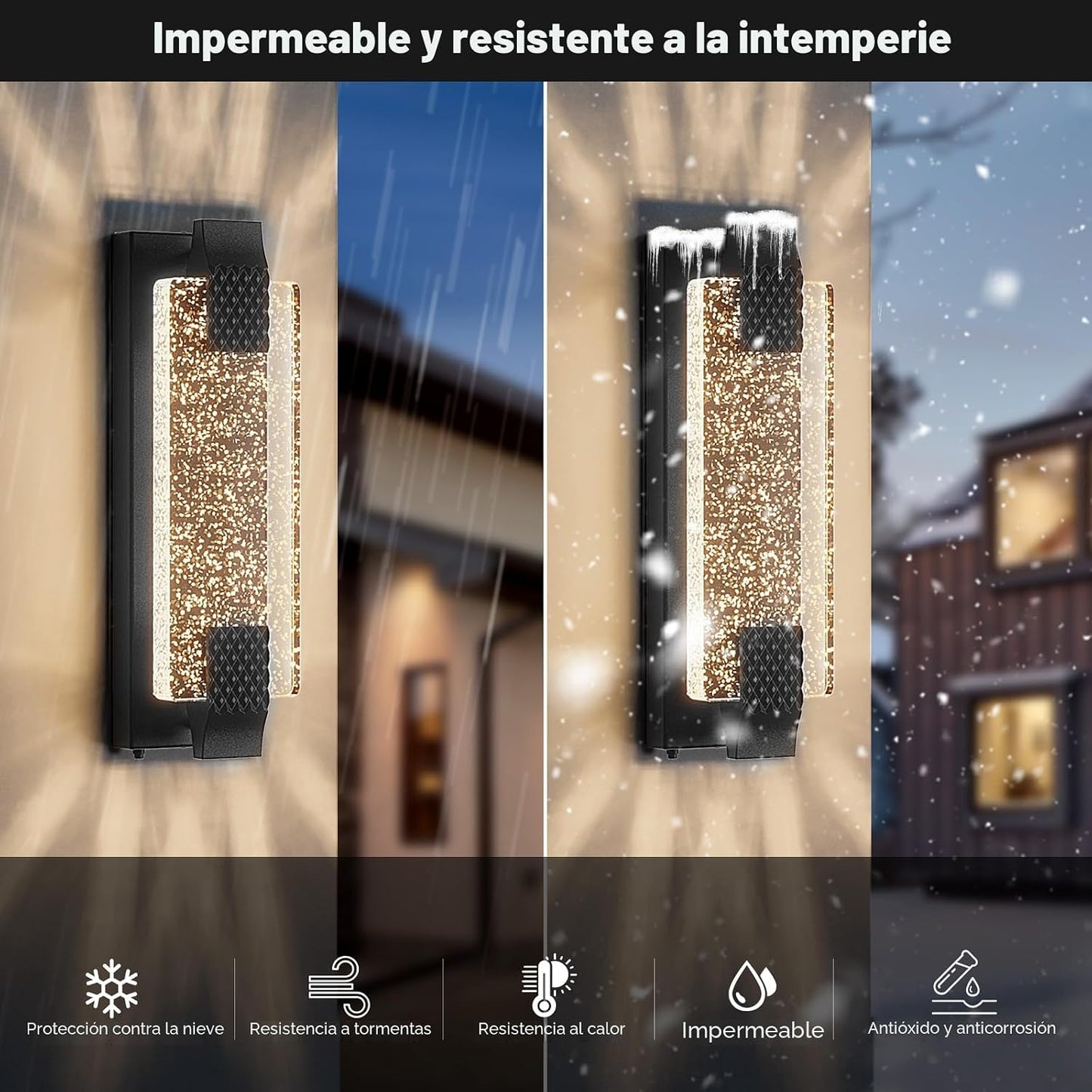 Luz exterior LED 15.7pulg impermeable soporte pared puerta