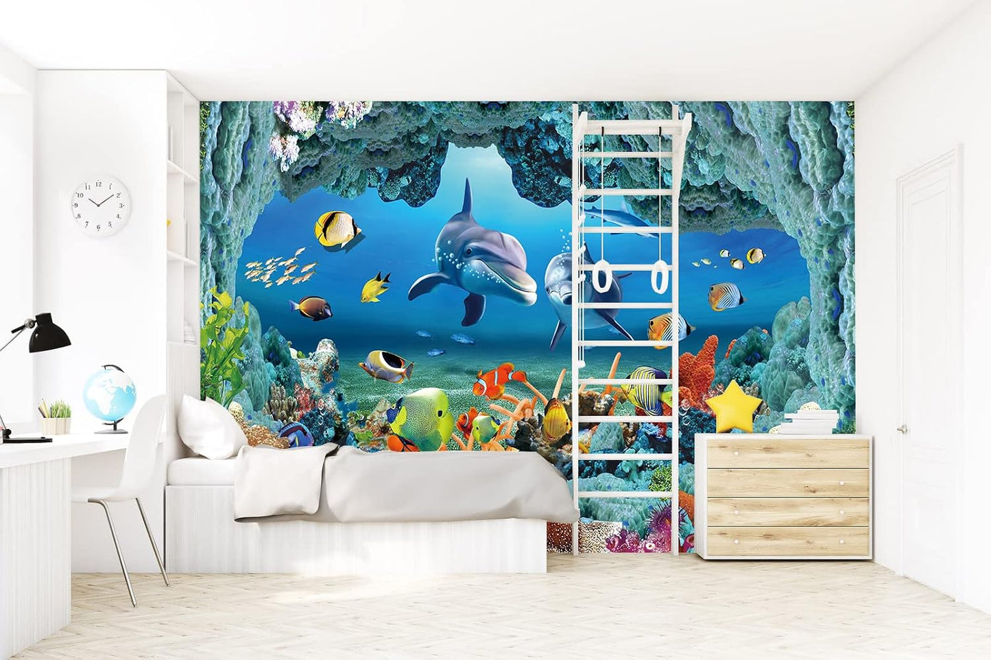 Papel pintado 3D delfín grande para sala dormitorio