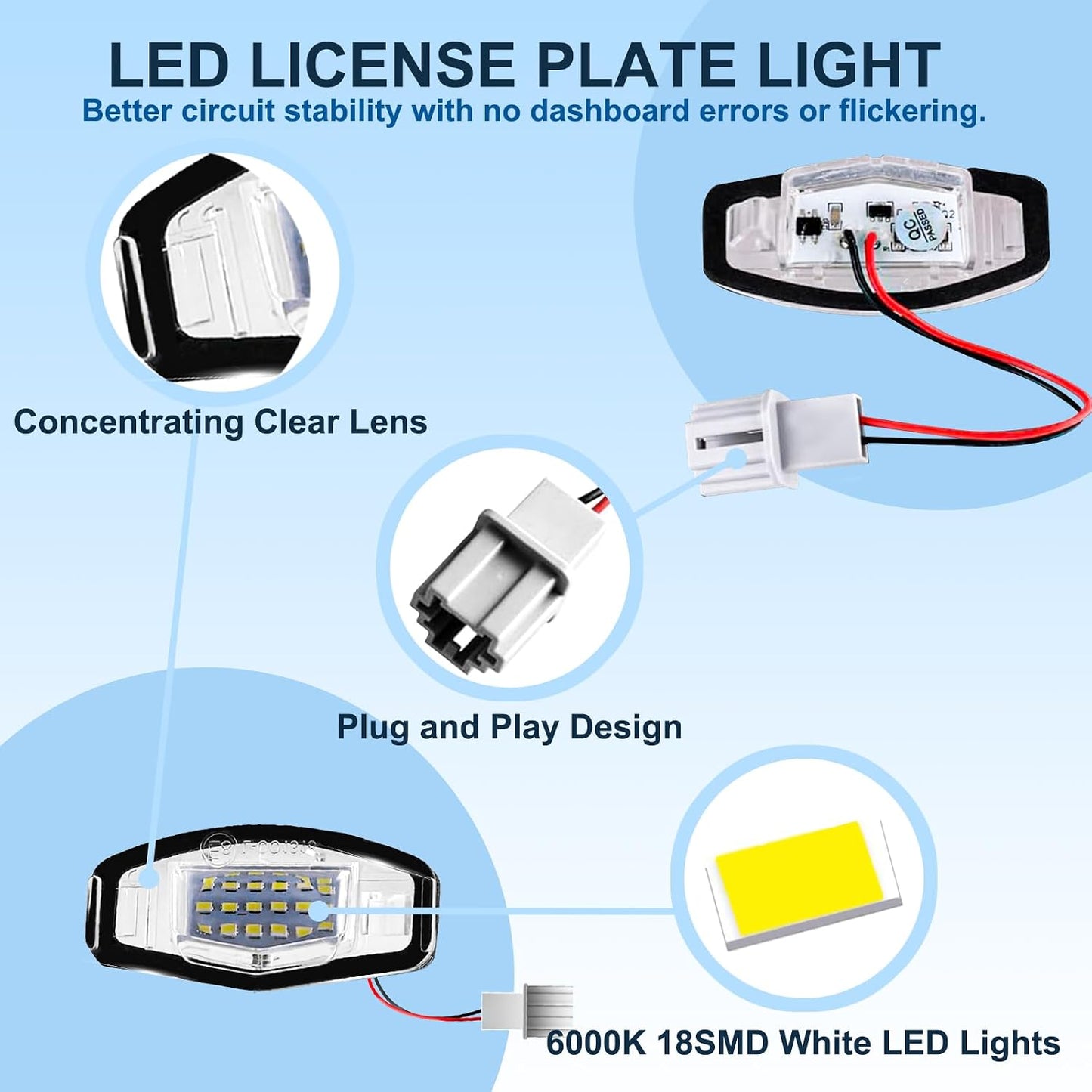 Luz LED matrícula trasera Honda Accord Civic Acura 2uds