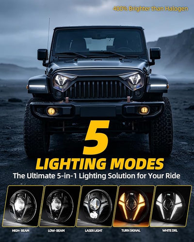 2 Faro LED láser 7" antirreflejos Wrangler JK ámbar