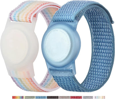 2 Pzas AirTag para niños con correa elástica y funda nylon