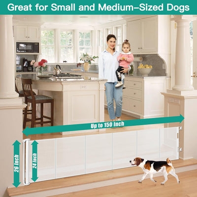 Puerta retráctil para perros 24x150pulg malla reforzada
