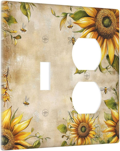 Placa interruptor vintage girasol amarillo floral dormitorio