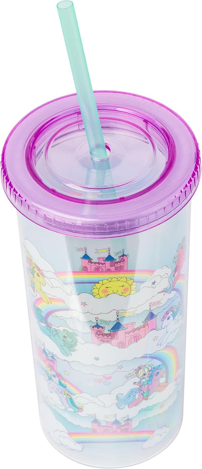 Vaso frío plástico con tapa y pajilla 20oz patrón My Little Pony