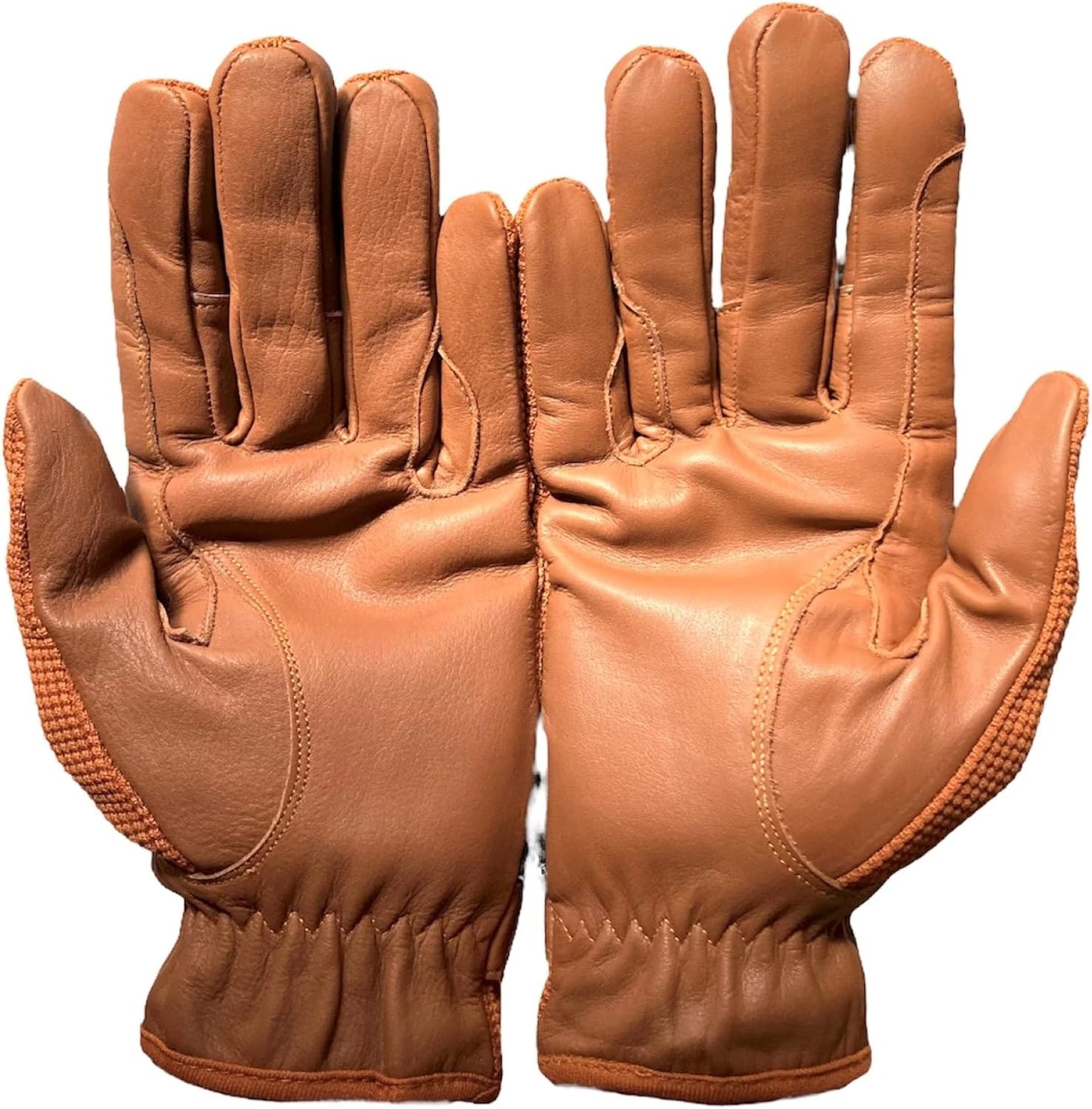 Guantes equitación hombre cuero algodón color marrón
