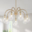 Candelabro dorado 7 luces moderno con pantallas vidrio textura