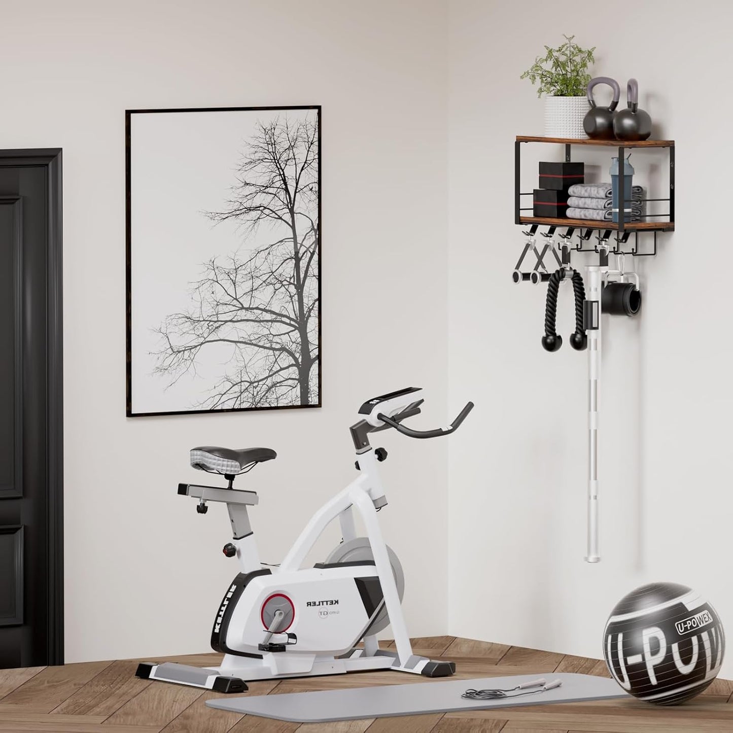 Estante flotante 2 niveles gimnasio con soporte T