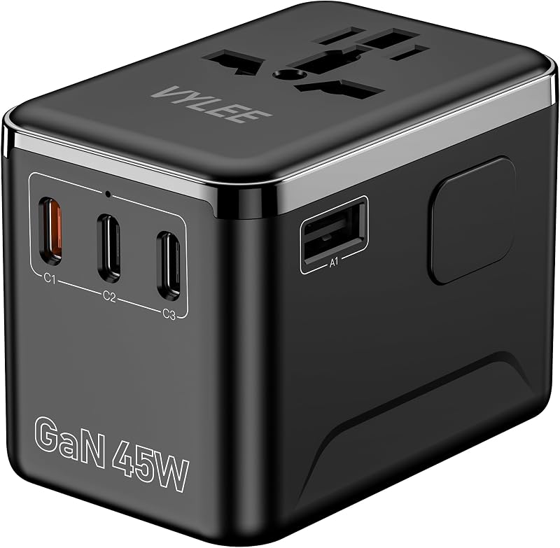 Adaptador enchufe universal 45W con carga rápida 5 puertos