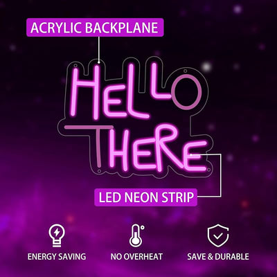 Letrero neón Hello There LED USB para bar hotel cafetería