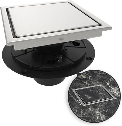 Drenaje ducha cuadrado 6pulg acero inox cepillado brida 2en1