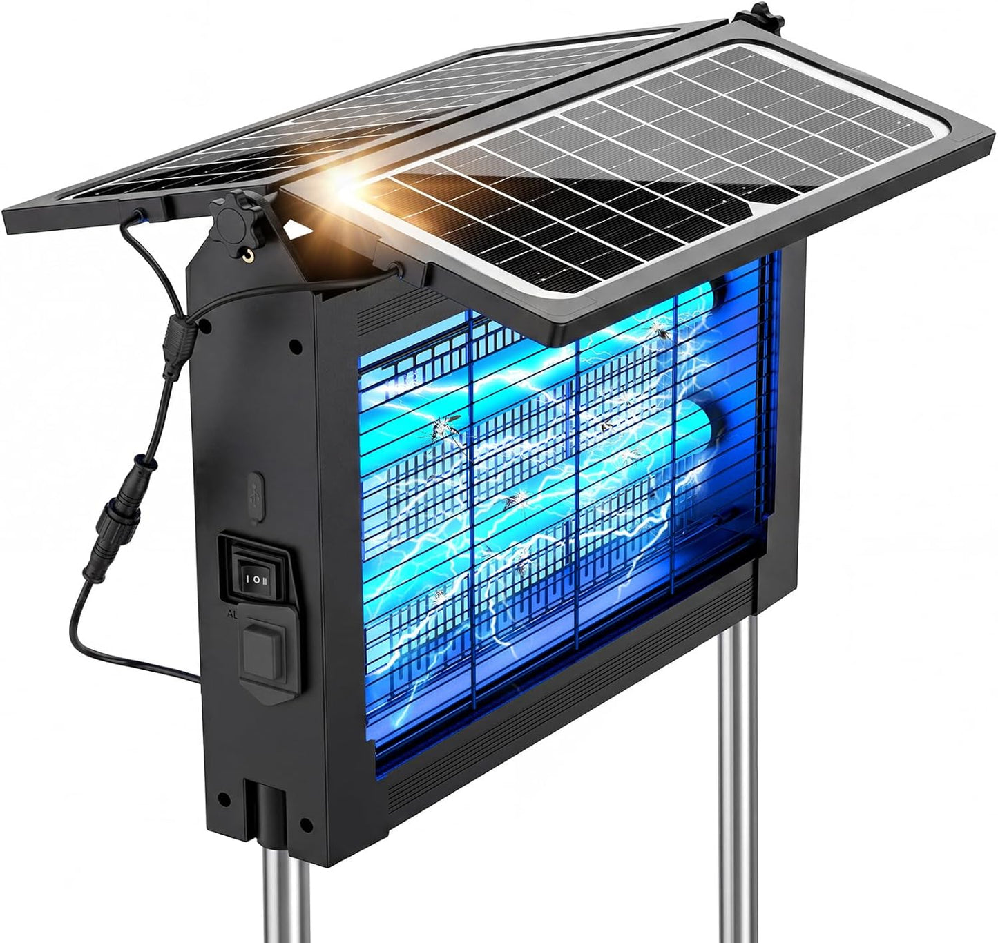 Exterminador insectos solar 4500V inalámbrico patio
