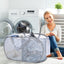 Cesta plegable lavandería 2 compartimentos bolsillo práctico