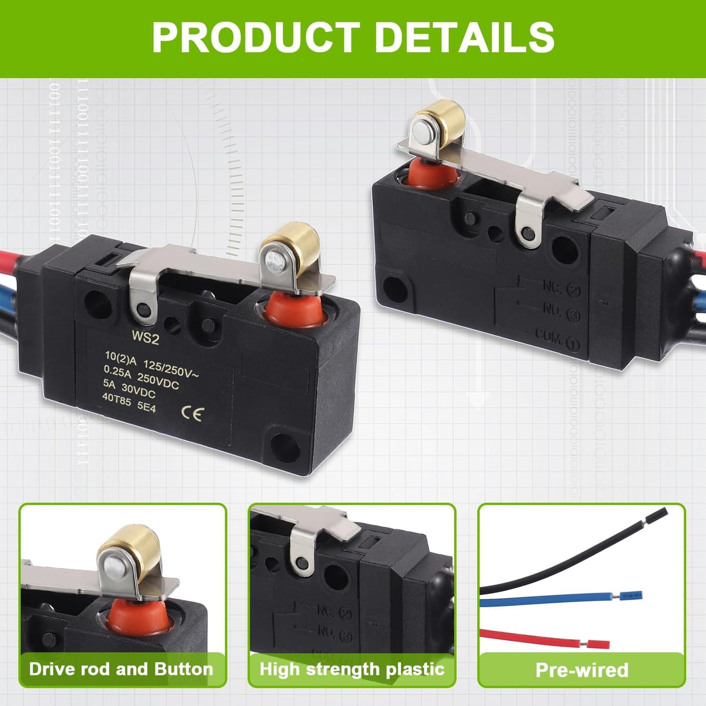 Interruptor límite micro SPDT 10A 250VCA impermeable set 2