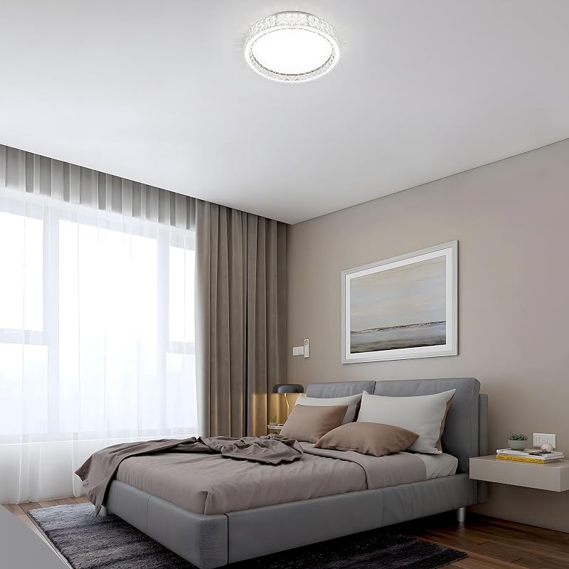 Luz techo LED regulable candelabro redondo cromado