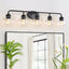 Lámpara baño negra 5 luces cristal globo E26
