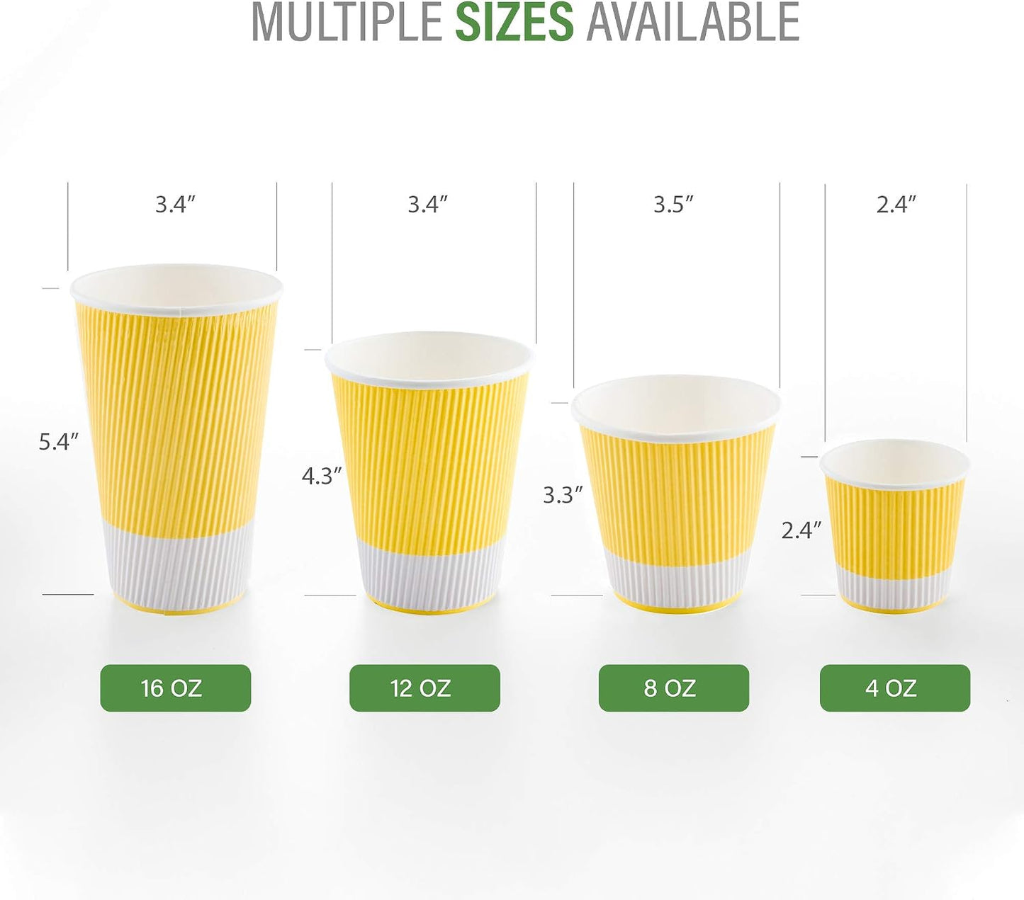 Tazas café papel aislado 12oz 25uds tapas amarillo