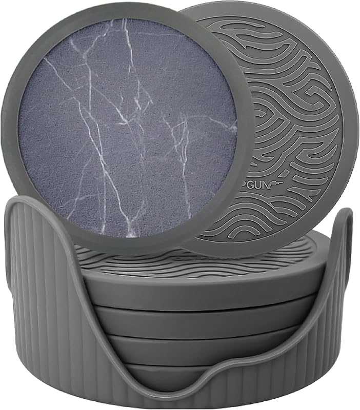 6 Pzas Posavasos Silicona Antiderrap Soporte Mármol